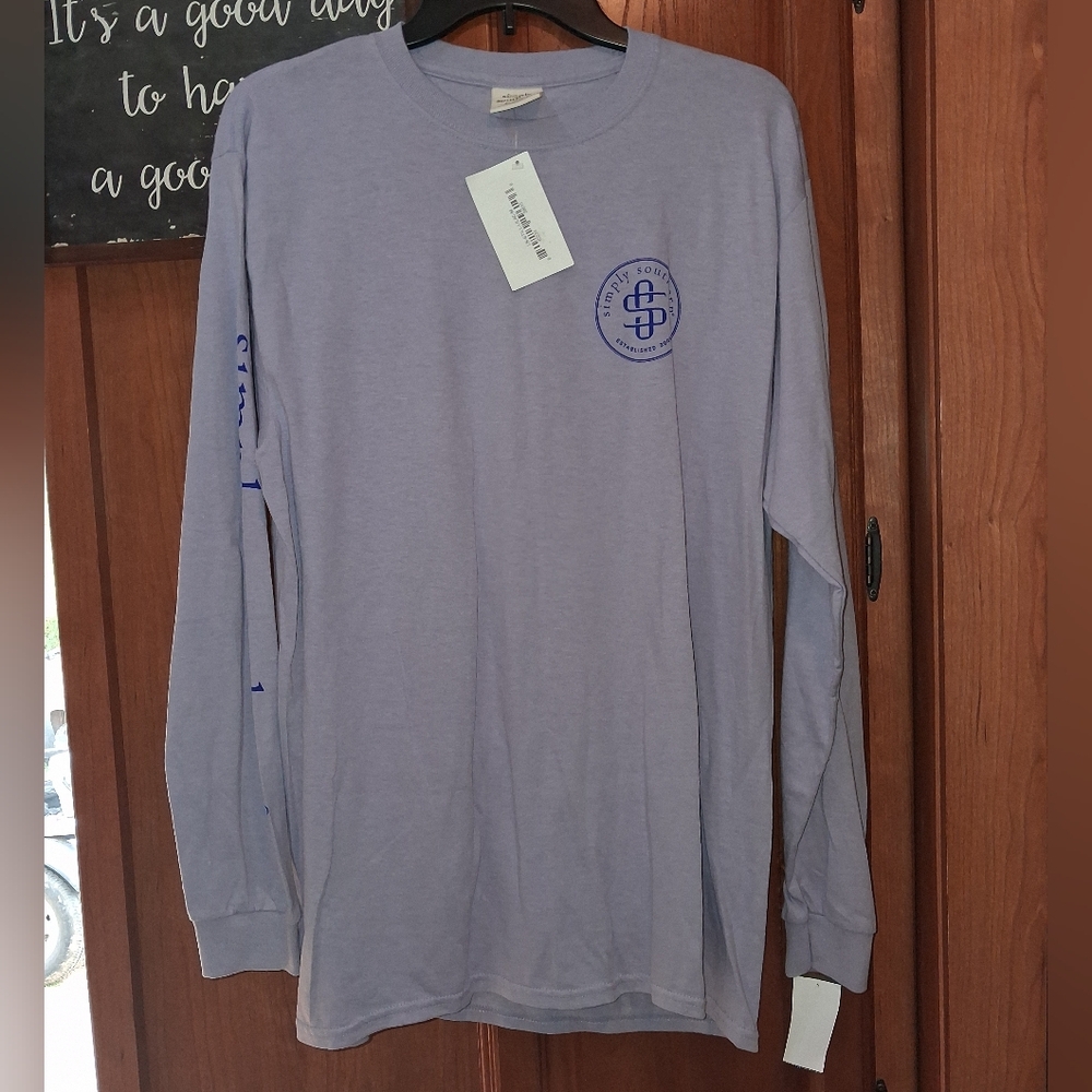 Simply Southern Womens Long-Sleeve Crewneck Shirt Light Lavender Size Medium NWT